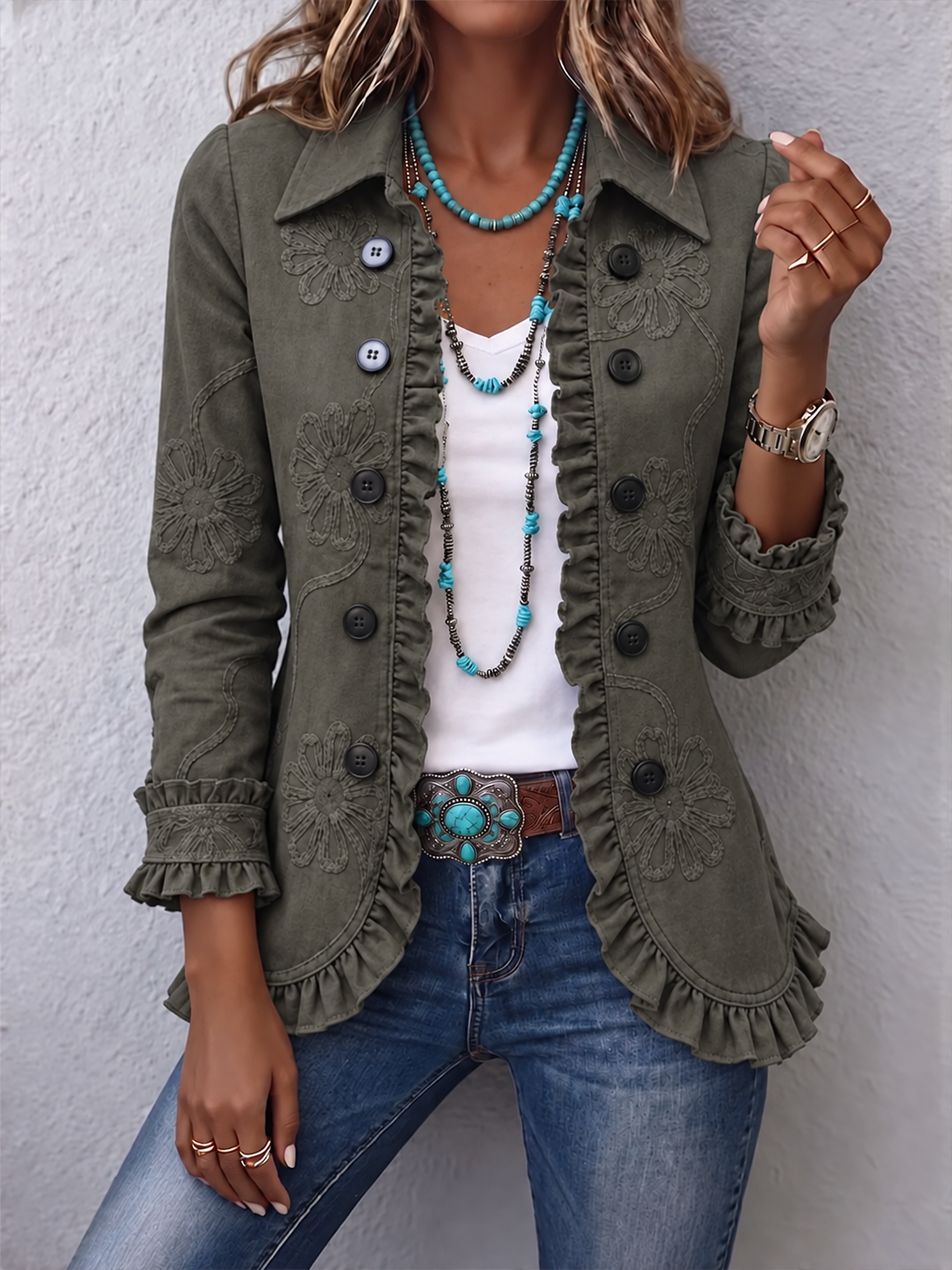 AUDREY | RUFFLE DETAIL JACKET