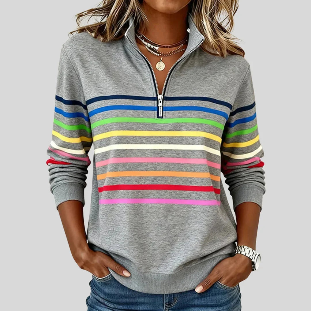 ROSIE | COLORFUL STRIPED QUARTER-ZIP SWEATSHIRT