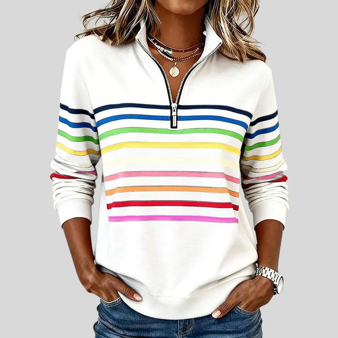 ROSIE | COLORFUL STRIPED QUARTER-ZIP SWEATSHIRT