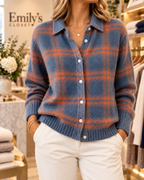 ELLEN | PLAID BUTTON-UP KNIT CARDIGAN