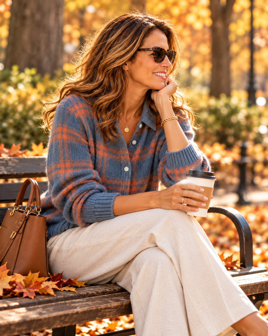 ELLEN | PLAID BUTTON-UP KNIT CARDIGAN