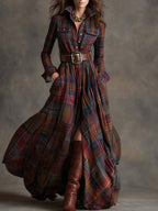 GIULIETTA | MAXI CHECK SHIRT DRESS WITH BELT