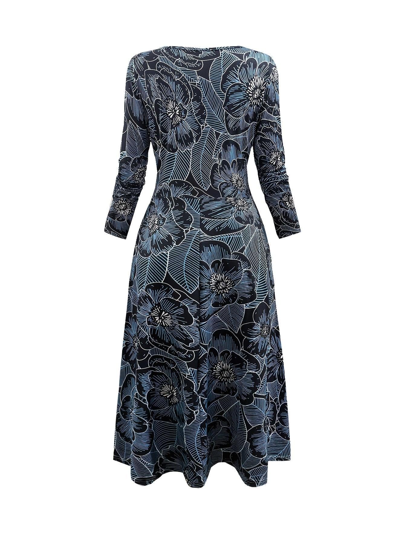 amelia elbow sleeve midi dress Long Sleeve Amelia Short Dress In Steel Blue, Steel Blue / Regular / XL