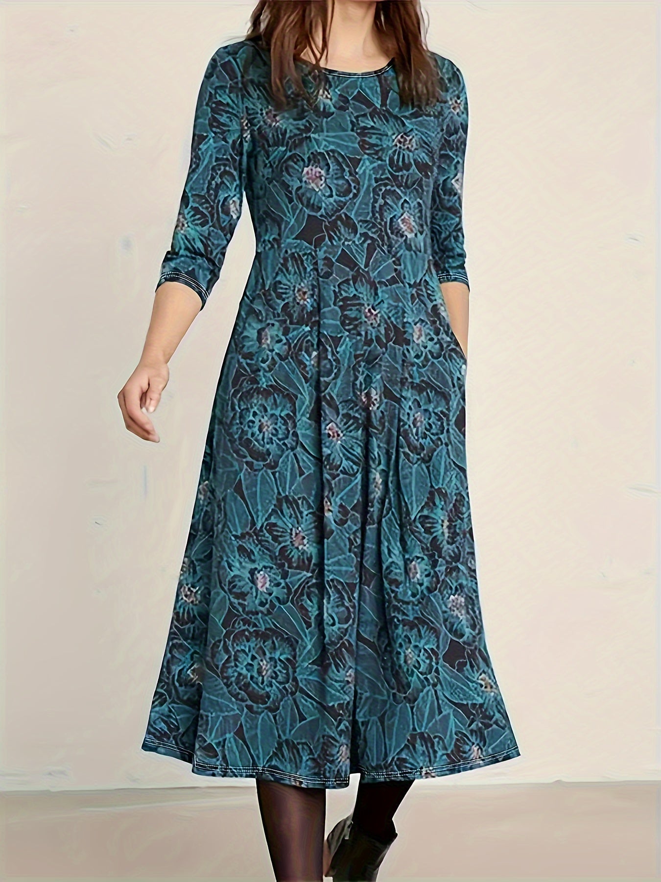 amelia elbow sleeve midi dress Blue Long Sleeve Amelia Short Dress