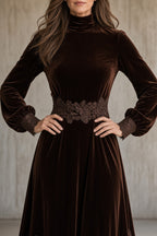 CECILIA | VELVET LACE MAXI DRESS