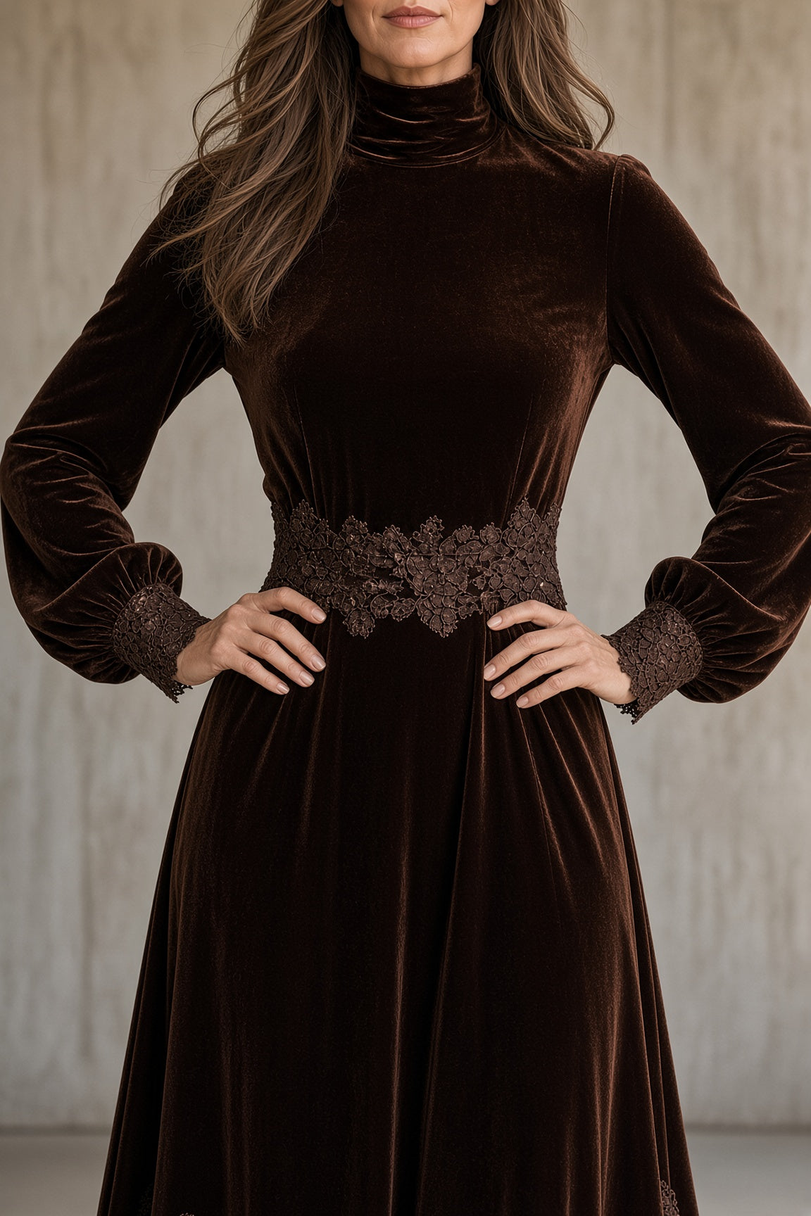 CECILIA | VELVET LACE MAXI DRESS