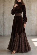 CECILIA | VELVET LACE MAXI DRESS