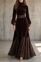 CECILIA | VELVET LACE MAXI DRESS
