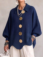 MABEL | OVERSIZED GOLD BUTTON CARDIGAN