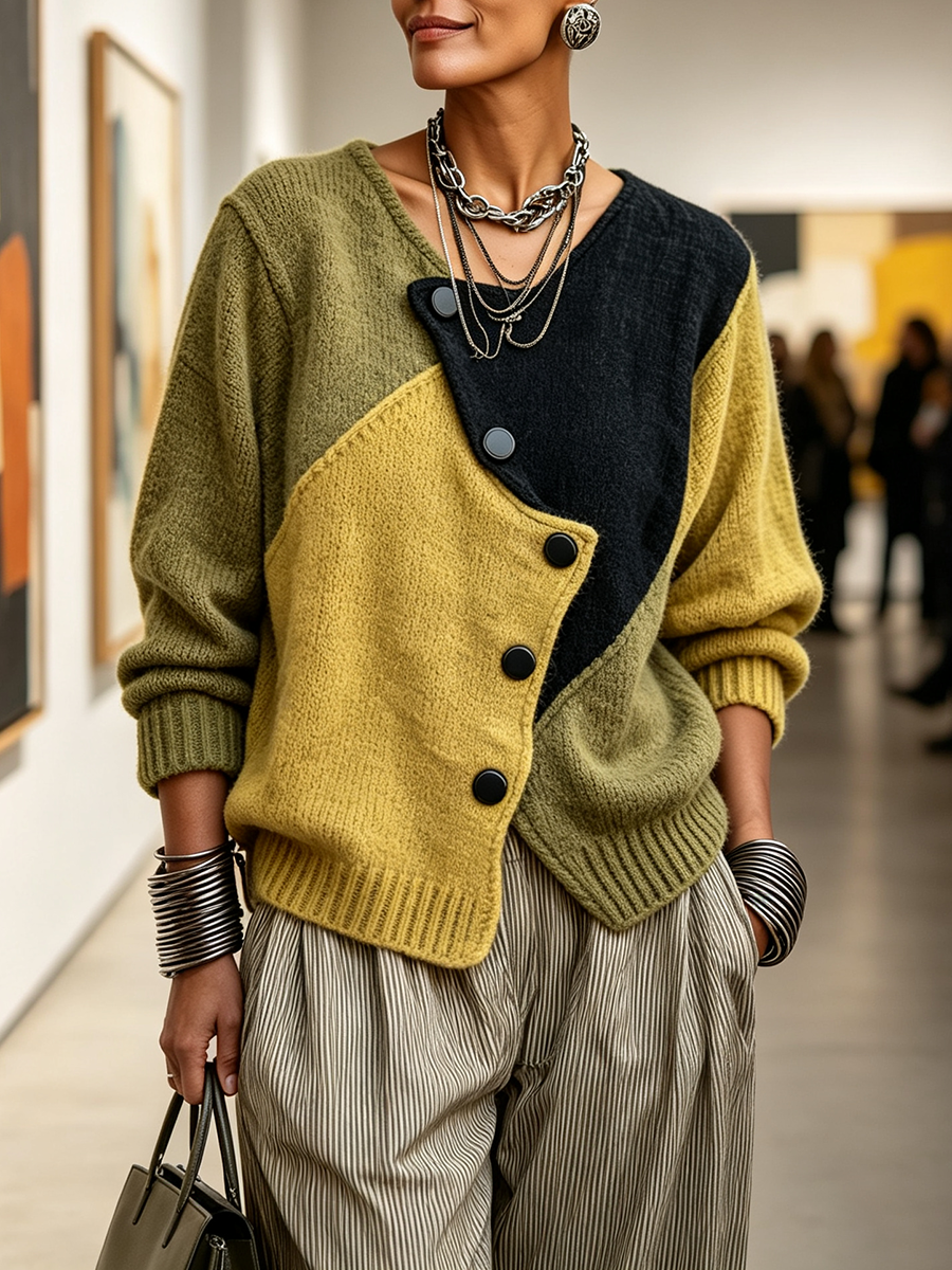 FREYA | COLOUR-BLOCK KNIT CARDIGAN