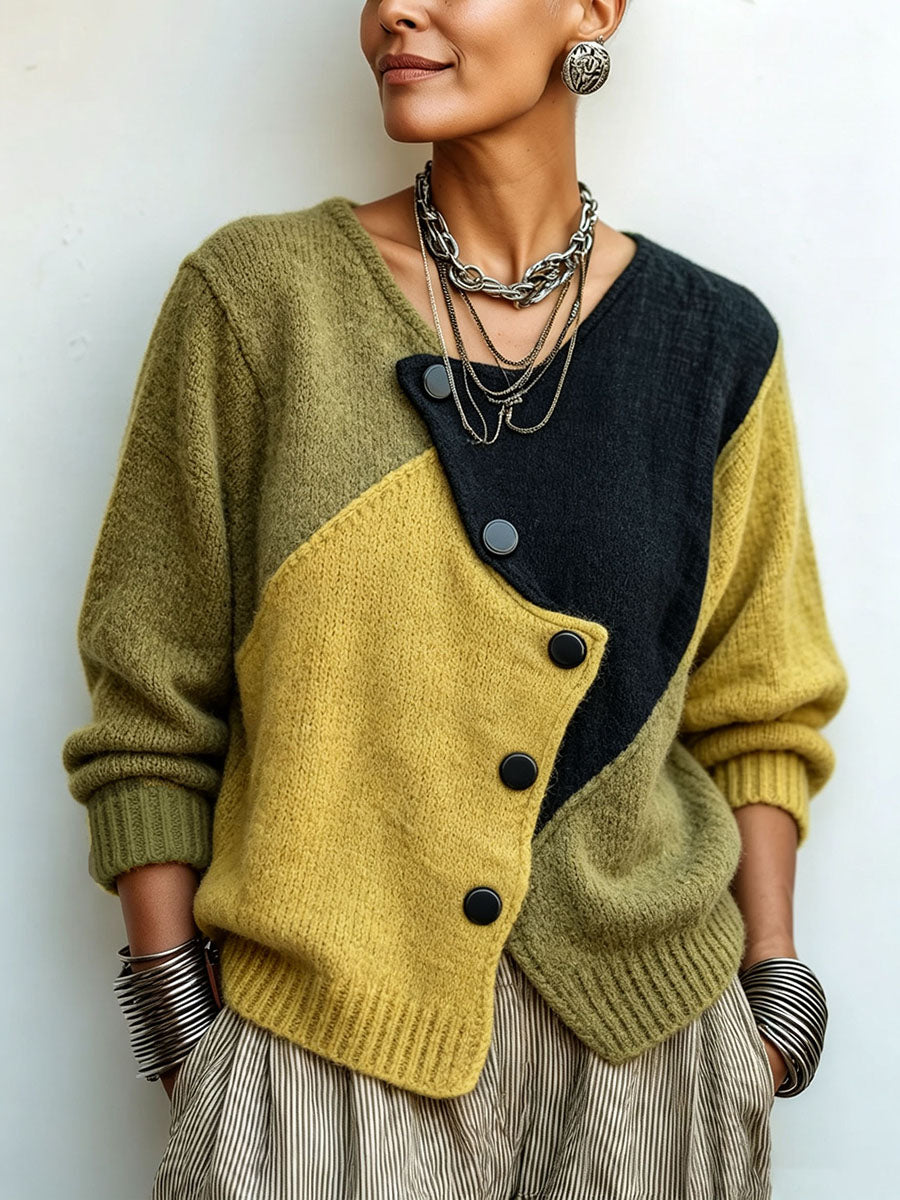 FREYA | COLOUR-BLOCK KNIT CARDIGAN