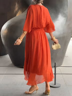 MONICA | CHIFFON DRESS WITH V-NECK